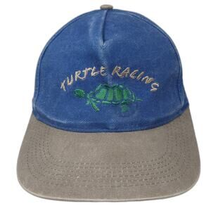 Turtle Racing Slideback Hat Blue One Size Adjustable Colorblock Kati